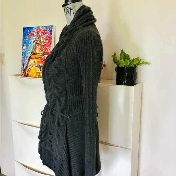 Stretchable Open Front Shaped Knit Cardigan - Picture 7 of 13